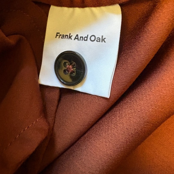 Frank & Oak Burnt Sienna Button-Down Collared Tie-waist Knee-length Dress Large - Picture 7 of 10